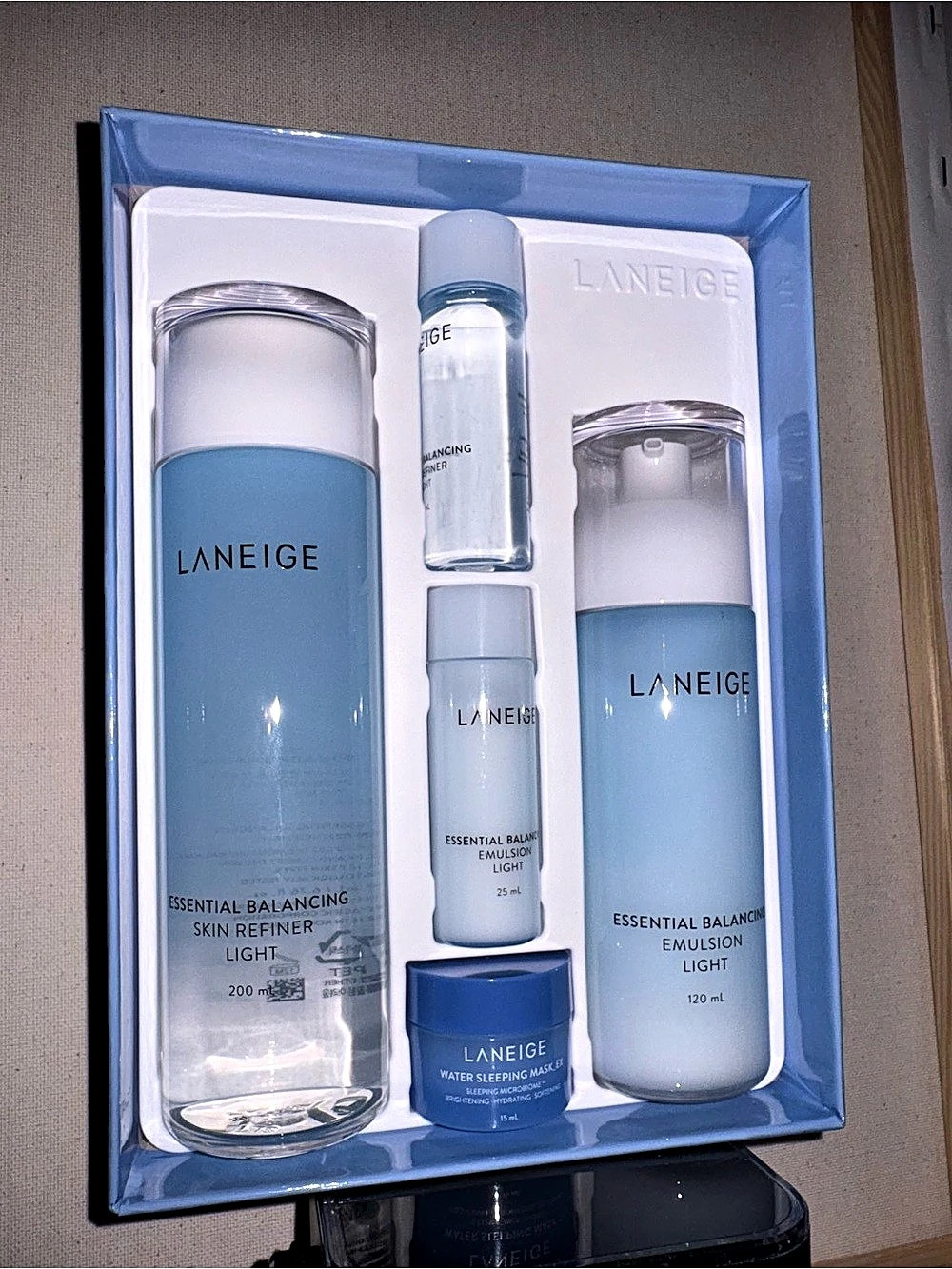 Laneige Basic Duo Set Light Skincare Set Blue NWT